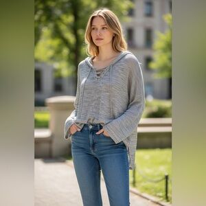 Cozy Gray Women's Hooded Sweater